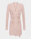 L Agence Noe Double-breasted Metallic-knit Cardigan In Pink