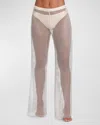 L Agence L'agence Noemi Wide Leg Mesh Cover-up Pants In Champagne