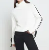 L AGENCE NOLA LACE UP SWEATER IN IVORY/BLACK