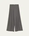 L Agence Nova Mid-rise Wide-leg Pleated Pants In Dark Shadow