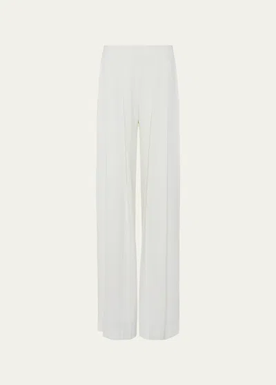 L Agence Nova Mid-rise Wide-leg Pleated Pants In Ivory