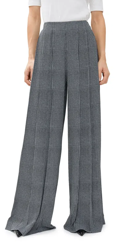 L Agence Nova Pleated Pants White/black Glen Plaid