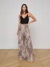 L Agence Nova Pleated Wide-leg Pant In Brown