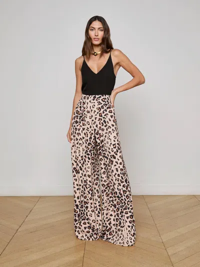 L Agence Nova Pleated Wide-leg Pant In Brown