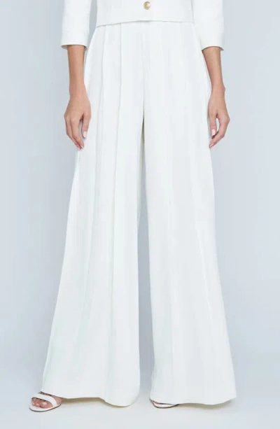 L'agence Nova Pleated Wide Leg Pants In Ivory