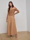L Agence Novalynn Cropped Pleated Pant In Brown