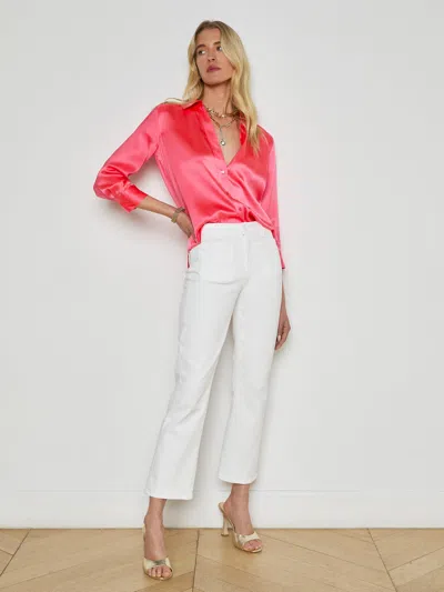 L Agence Noya Cropped Slim Flare Jean In Blanc