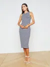 L Agence Nura Sleeveless Midi Dress In Navy/white Stripe