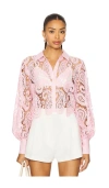 L Agence Odelia Paisley Lace Cropped Button-front Blouse