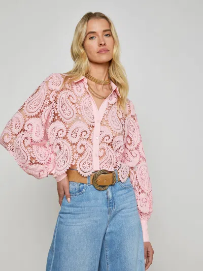 L Agence Odelia Cropped Lace Blouse