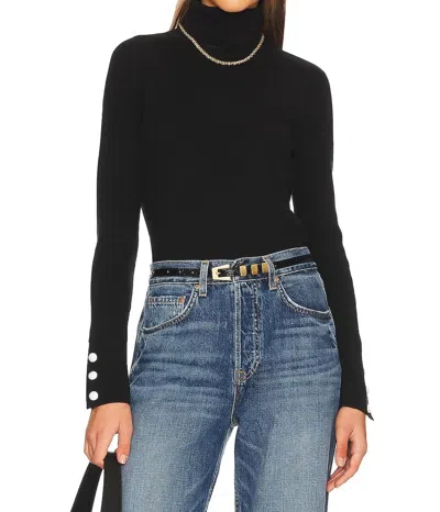 L Agence Odette Turtleneck Sweater In Black & Ivory