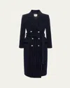 L'agence Olina Pinstriped Belted Trench Coat In Midnightivory Pinstripe