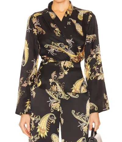 L Agence Olive Wrap Blouse In Black Multi