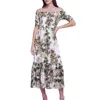 L AGENCE ORIEL DRESS IN ANTIQUE WHITE MULTI VINTAGE SAFARI