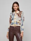 L'agence Osiris Jacquard Collared Cardigan Tan Mt Western Toile In Neutral