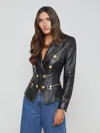 L Agence Ottilie Leather Blazer In Black