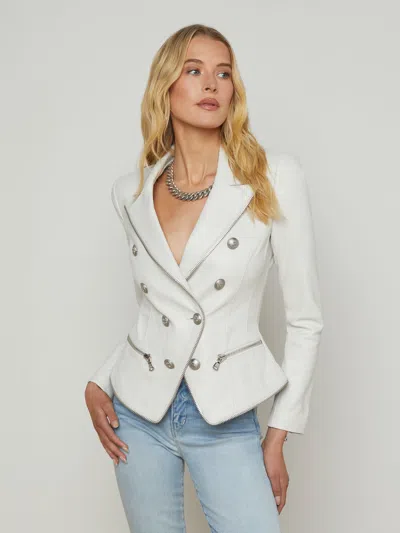 L Agence Ottilie Leather Blazer In White