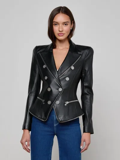L Agence Ottilie Zip Strc Blazer In Black