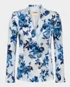 L Agence Painterly Floral Colin Double-breasted Blazer In Multi