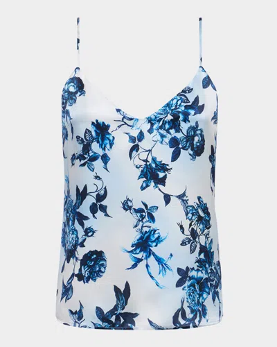 L Agence Painterly Floral Jane Spaghetti-strap Top
