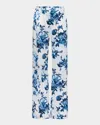 L Agence Painterly Floral Pilar Wide-leg Pants