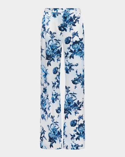 L Agence Painterly Floral Pilar Wide-leg Pants