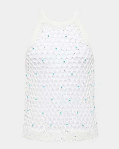 L Agence Parmida Embellished Openwork Knit Tank Top In Multi
