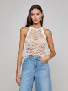 L Agence Parmida Embellished Openwork Knit Tank Top