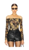 L Agence Peonie Off-the-shoulder Bodysuit In Mustard