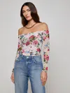 L Agence Peonie Off Shoulder Bodysuit Light Pink Femme Rose In Multi