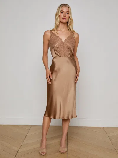 L Agence Perin Silk Midi Skirt