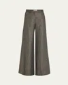 L Agence Pilar Metallic Herringbone Wide-leg Pants In Greygold Lurex
