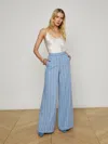 L Agence Pilar Pinstripe Wide Pant In Sky Blue White In Blue