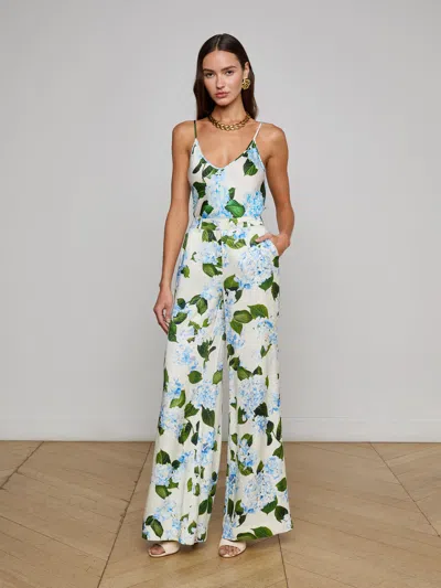 L Agence Pilar Satin Wide-leg Pant In Multi