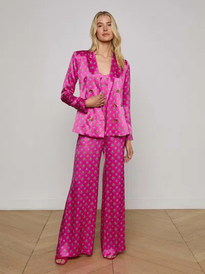 L Agence Pilar Silk Wide-leg Pant In Pink