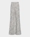 L Agence Pilar Tweed Wide-leg Pants In Ecrublack