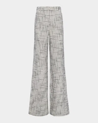 L Agence Pilar Tweed Wide-leg Pants In Ecru/black