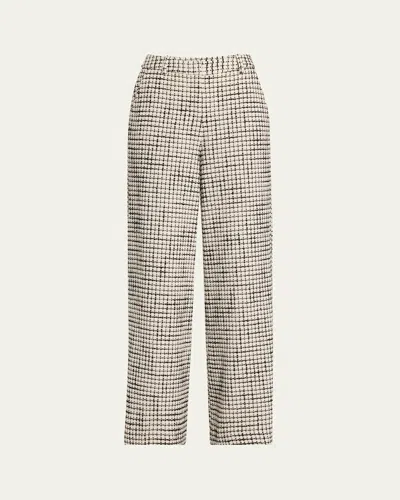 L Agence Pilar Tweed Wide-leg Pants In Ecrublack