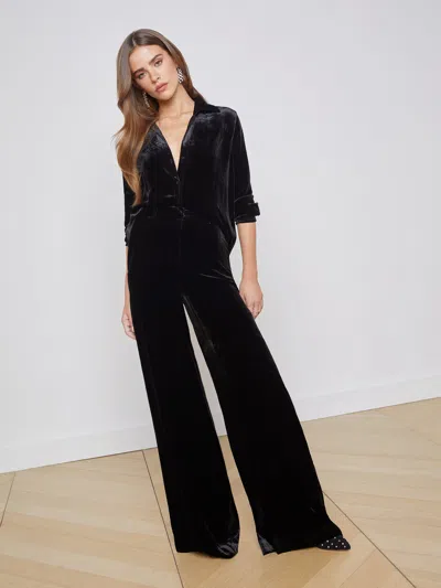 L Agence Pilar Velvet Pant In Black