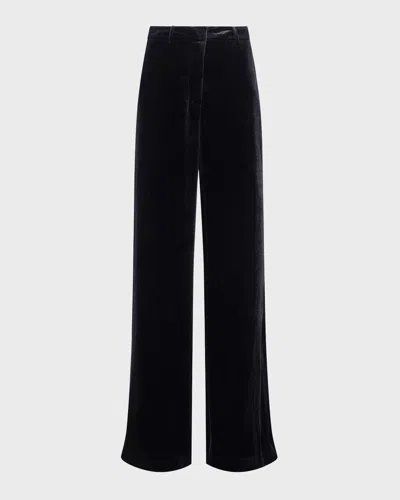L Agence Women's Pilar Velvet Wide-leg Pants In Black