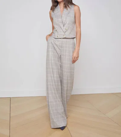 L Agence Pilar Wide Leg Pant In Ivory/neutral Multi In White