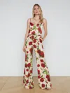 L Agence Pilar Wide-leg Pant In Sand/red Romantic Rose