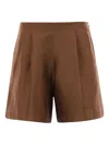 L'agence Pleated-front Linen Shorts In Brown