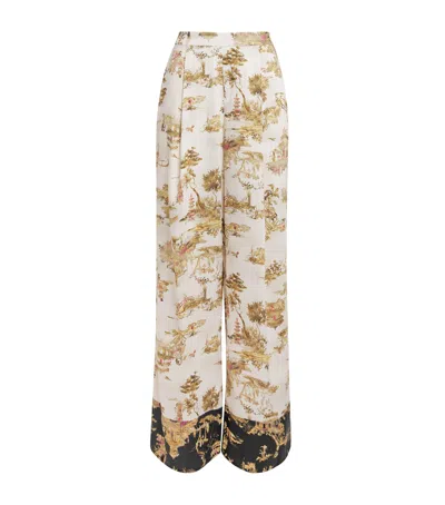 L Agence Pleated Tavia Wide-leg Trousers In White