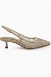 L Agence Pointed Toe Sling Back Pumps In Cappuccino Mesh In Multi