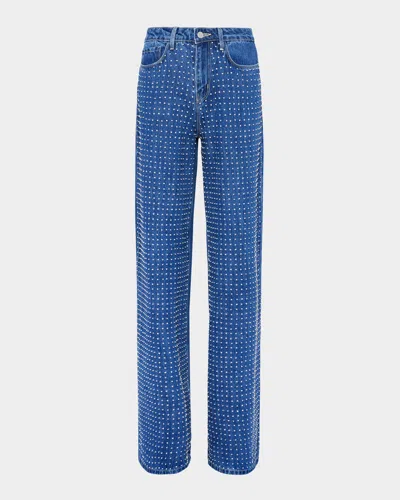 L Agence Quincy Embellished High-rise Wide-leg Jeans In Glendora