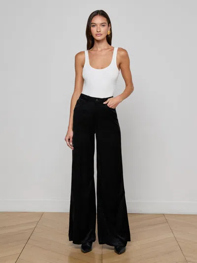 L Agence Quincy H/r Wide Leg In Black