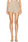 L'agence Radlee Knit Short In Tan & Ivory