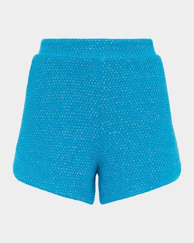 L Agence Radlee Knit Dolphin Shorts In Blue