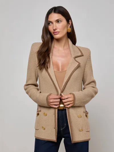 L Agence Ranch Knit Blazer In Brown
